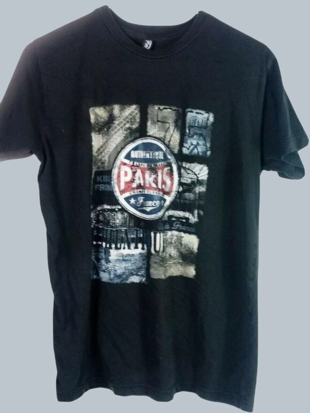 Paris France Graphic Travel T Shirt Womens M Black Streetwear Retro City
